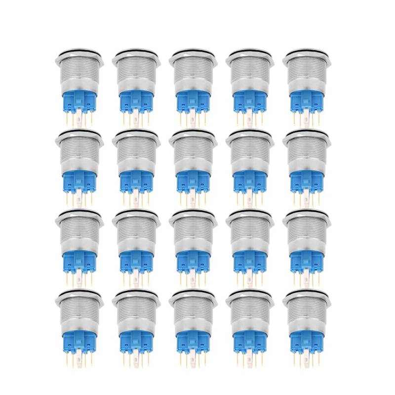 Mavaol 22 mm Edelstahl-Knopfschalter, wasserdicht, staubdicht, normalerweise offen/normalerweise geschlossen, robuster elektrischer Schalter für Elektronik, Außenbereich (Blue) von Mavaol