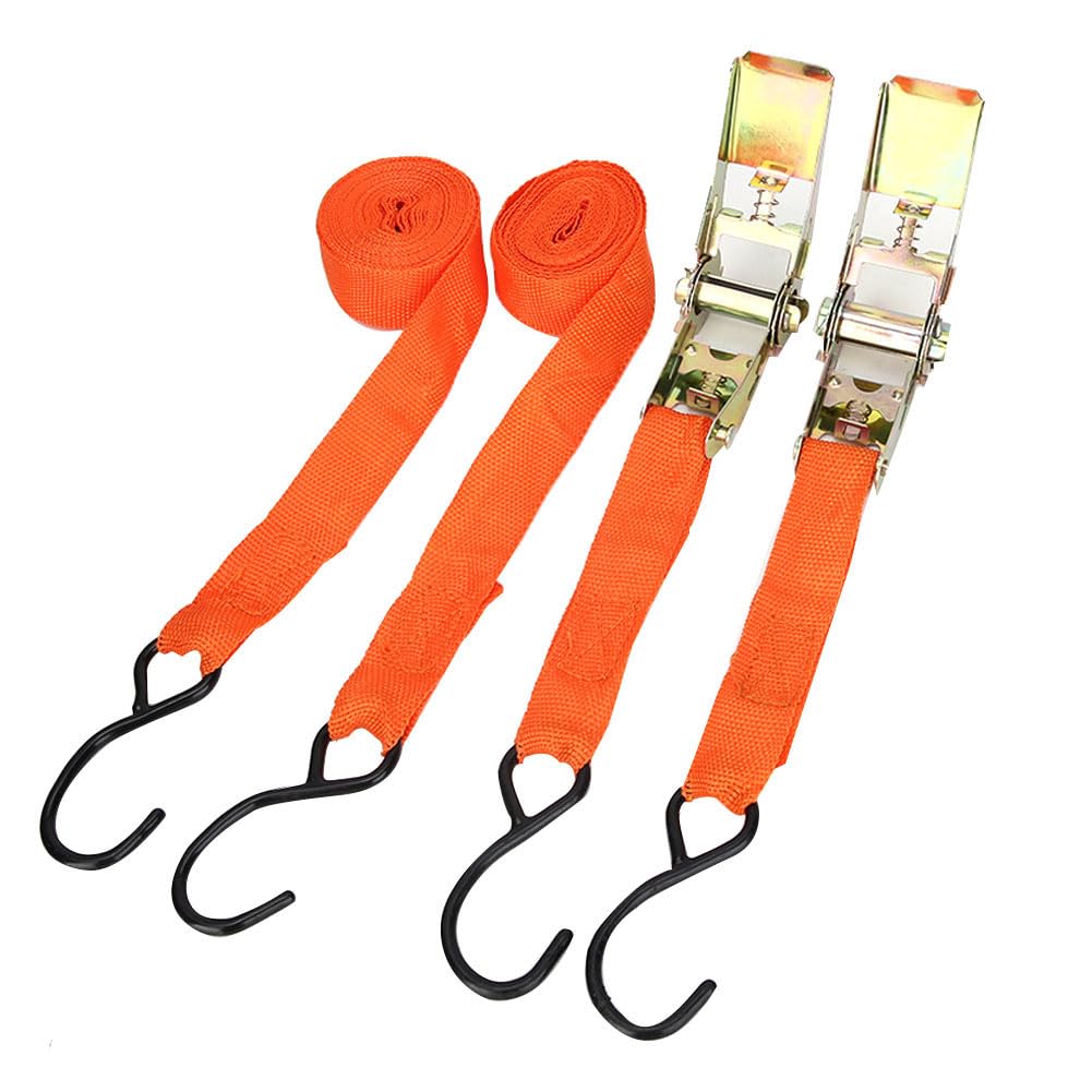 Mavaol 2er-Pack robuste Spanngurte mit Ratsche, Robustes Polyester, Verstellbarer Spanner, einfache Ladungssicherung, für Fahrzeuganhänger, Frachttransport, Lagerung im Freien (1 4.5m 2pcs) von Mavaol