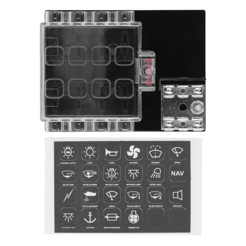 Mavaol 8-Wege-Box 30 A 100 A Stromkreis, ABS, klare Überwachungsaufkleber, für Wohnmobil, Auto, LKW, Boot, 12 V 36 V von Mavaol