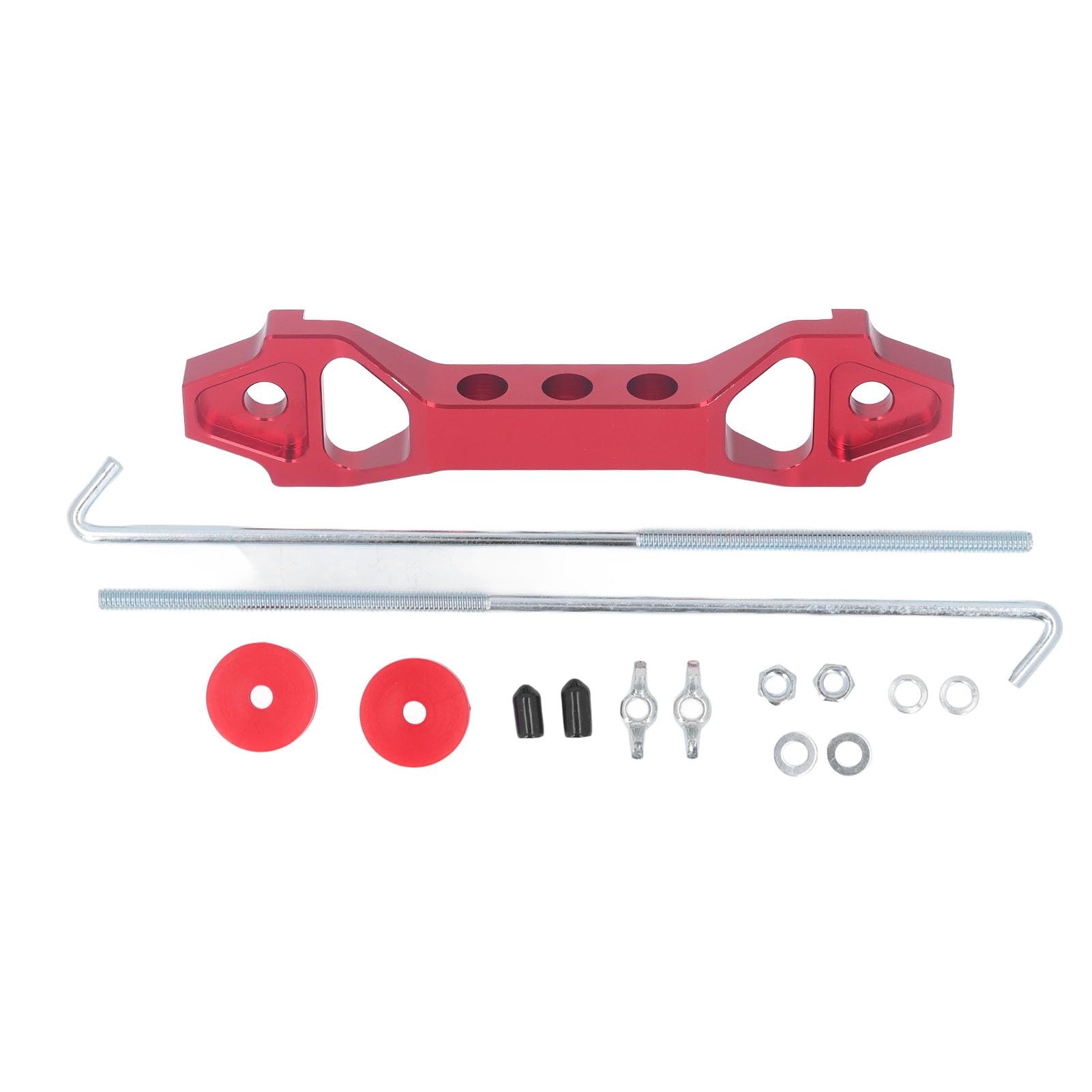 Robuste Batterie-Haltehalterung von Mavaol, rostbeständiges 6061-Aluminium, J-Haken-Design, universell passend für PKW, LKW, Wohnmobil, Geländefahrzeuge (Red) von Mavaol