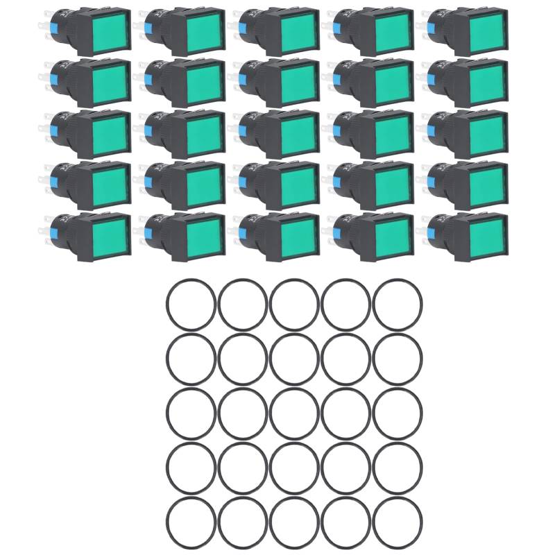 Selbstsichernder Drucktastenschalter von Mavaol, ABS, Messingstifte, silberfarben, schlagfest, robust für Automatisierung, Heimwerker, Haushaltsgeräte (Green) von Mavaol