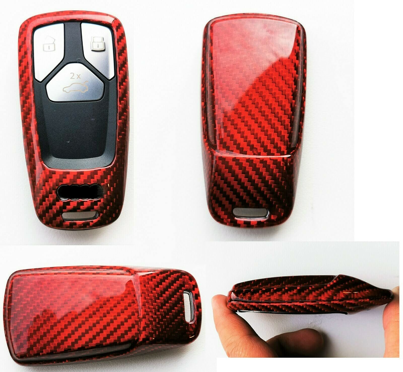 Max Auto Carbon kompatibel mit Audi rot Carbon Optik Schlüssel Cover Hülle Etui TT TTS TTRS A4 S4 RS4 B9 A5 S5 RS5 Q3 RSQ3 A3 S3 RS3 Q5 SQ5 Q7 SQ7 von Max Auto Carbon