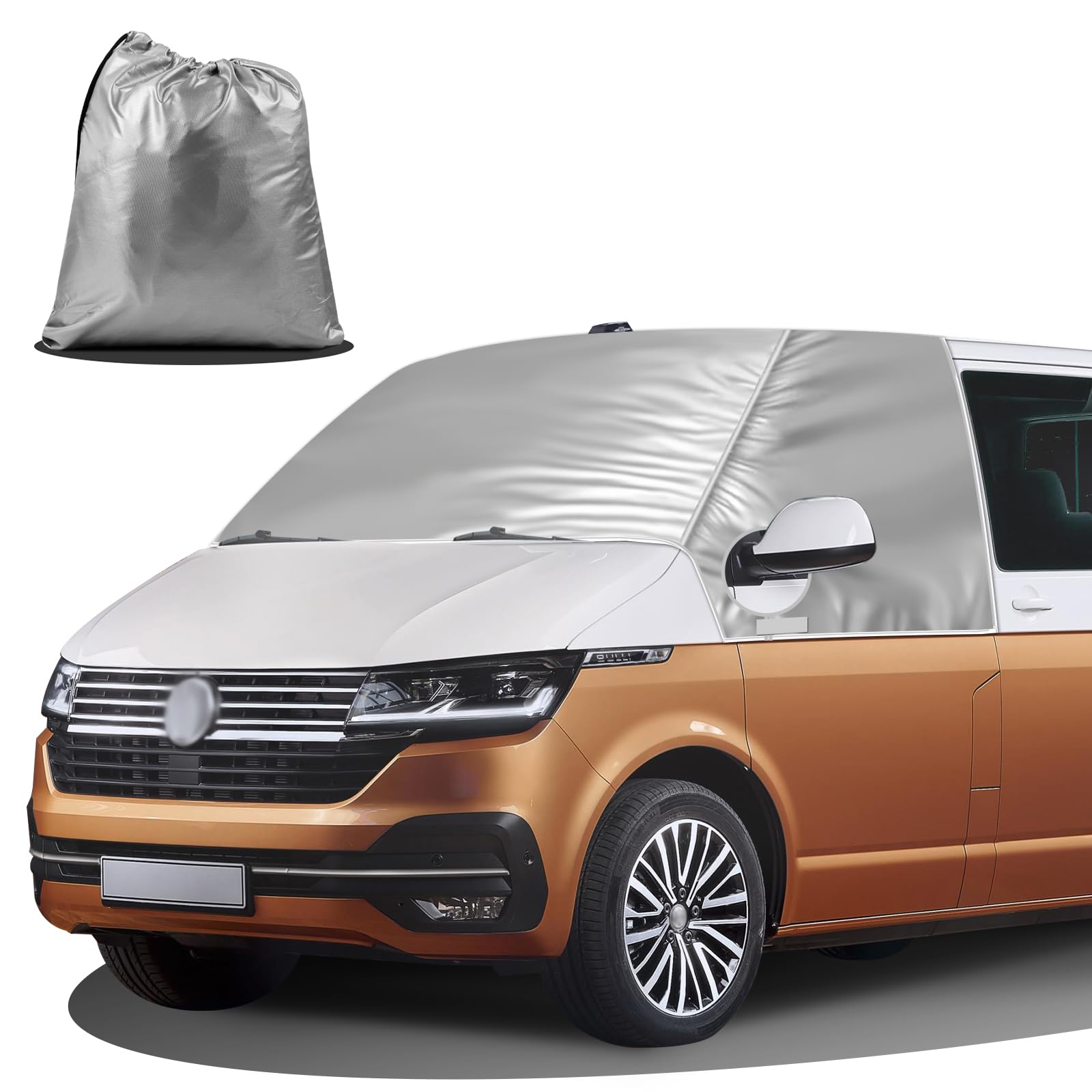 MaxAwe Auto Windschutzscheiben Abdeckung für VW T6, 100% Verdunkelnd Frontscheibe Schnee Frost EIS Wrap Cover, Winddichter Wasserdichter UV-Schutz Sonnenblenden Scheibenfrostschutz für Frontscheibe von MaxAwe