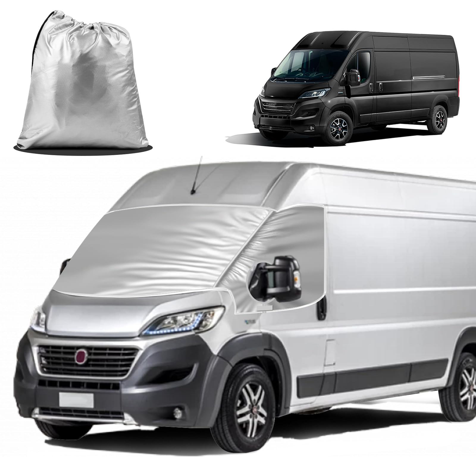 MaxAwe Für Fiat Ducato 2006–2024 Frontscheibenabdeckung, Verdunkelung, wasserdicht, Auto-Windschutzscheibenabdeckung, Frostschutz, wetterfest, externer Thermovorhang, Camping-Schutzhülle, Sonnenschutz von MaxAwe