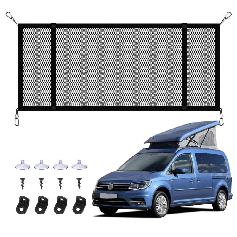 MaxEarn Auto Gepäcknetz 90 x 35 cm, Aufbewahrungs Netz für VW Caddy, Autonetz Kofferraum Netz Autodach Nylon Netztasche für das Aufstelldach Volkswagen Wohnmobile von MaxEarn