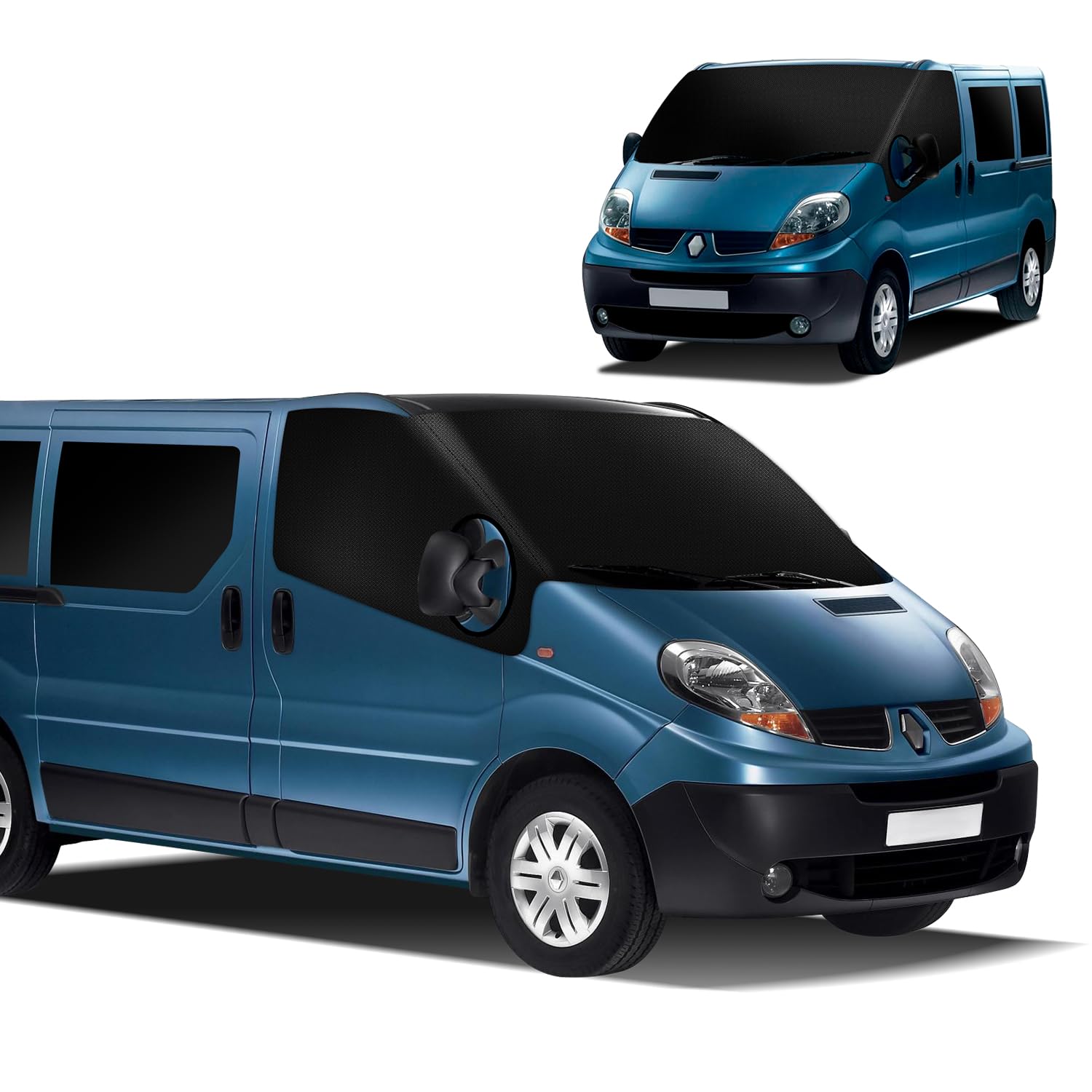 MaxEarn Frontscheibenabdeckung für Renault Trafic 2001–2014, 600D Oxford-Gewebe, Verdunkelung, wasserdicht, Windschutzscheibenabdeckung, Frostschutz, wetterfeste Schutzhülle für Trafic Transporter von MaxEarn