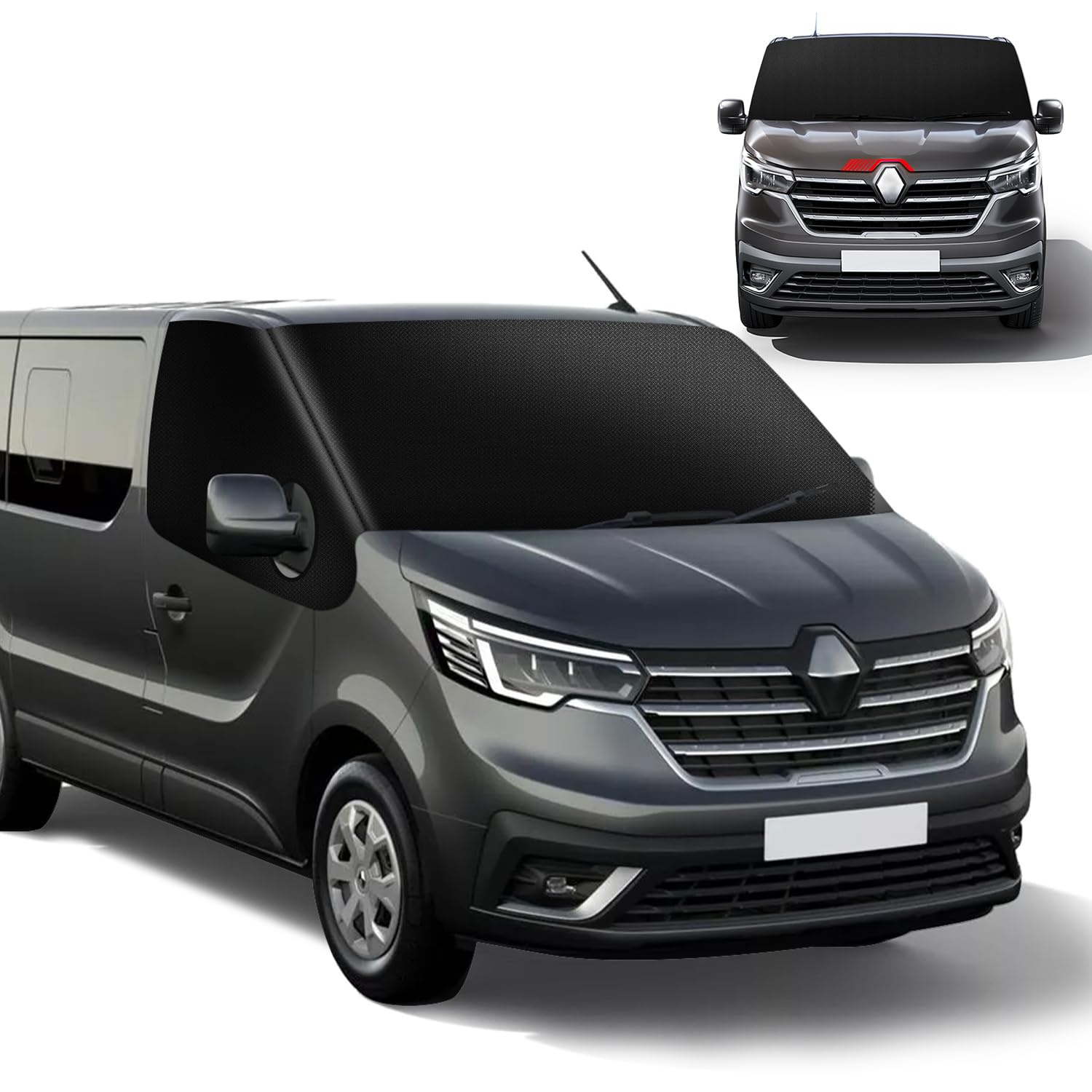 MaxEarn Für Renault Trafic 2014–2023 Frontscheibenabdeckung, 600D Oxford-Gewebe, Verdunkelung, wasserdicht, Auto-Windschutzscheibenabdeckung, Frostschutz, wetterfeste Schutzhülle für Trafic von MaxEarn