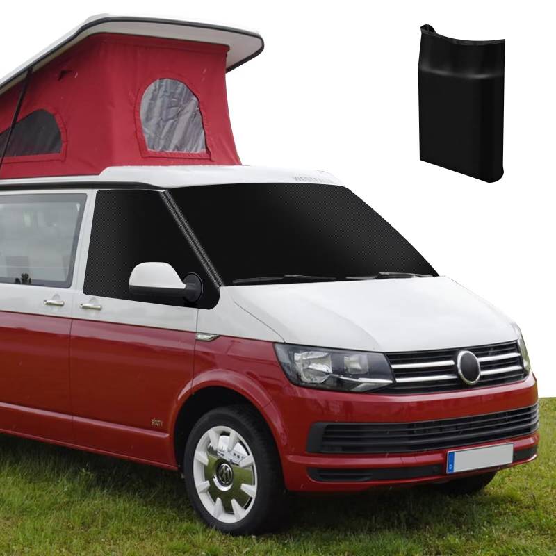 MaxEarn Für T4 Frontscheibe Wrap Abdeckung, 600D Oxford Stoff Verdunkelung Wasserdicht Auto Windschutzscheibe Abdeckung Frostschutz Wetterfest Vorhang Camping Abdeckung für VW Transporter von MaxEarn