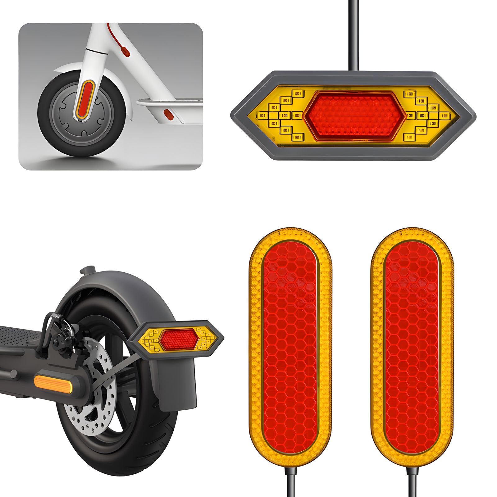 MaxEarn LED Blinker Set, E-Scooter Frontlicht Rücklicht, Lampe Nachtsicherheit Elektroroller LED Warnleuchte für Xiaomi Roller M365 / M365 Pro / M365 Pro 2 von MaxEarn