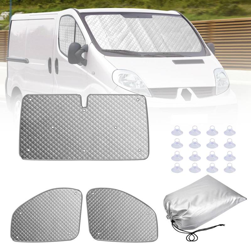 MaxEarn Thermomatte Fahrerhaus Ersatz für Renault Trafic 2001-2014, Luxus Interne Auto Sonnenblende Frontscheibenabdeckung für Opel Vivaro 2001-2014, Sonnenschutz Windschutzscheiben Thermomatten von MaxEarn