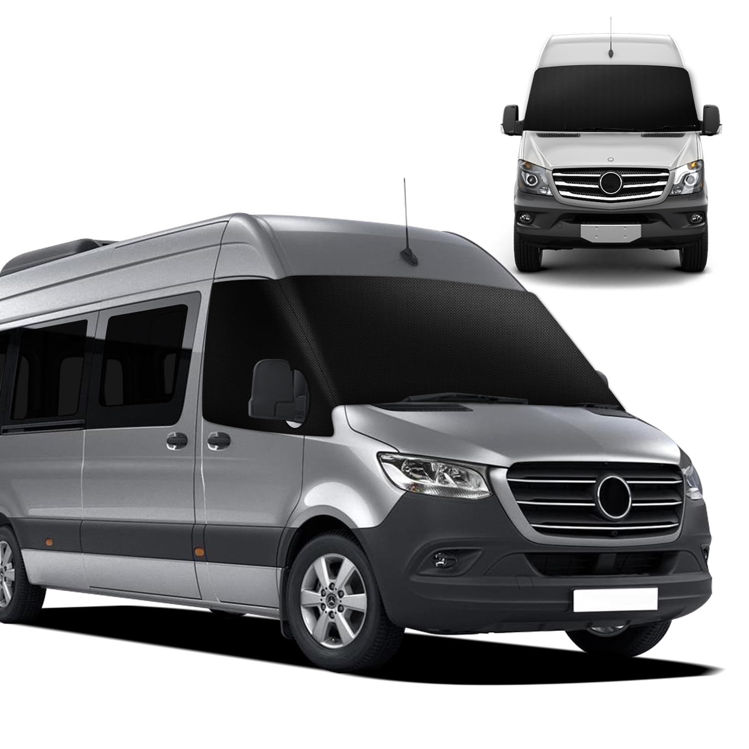 MaxEarn Windschutzscheibenabdeckung für Mercedes Sprinter, 600D Verdunkelung, wasserdicht, Frostschutz, wetterfester Vorhang, Campingabdeckung für Mercedes Sprinter 2019-2023 von MaxEarn