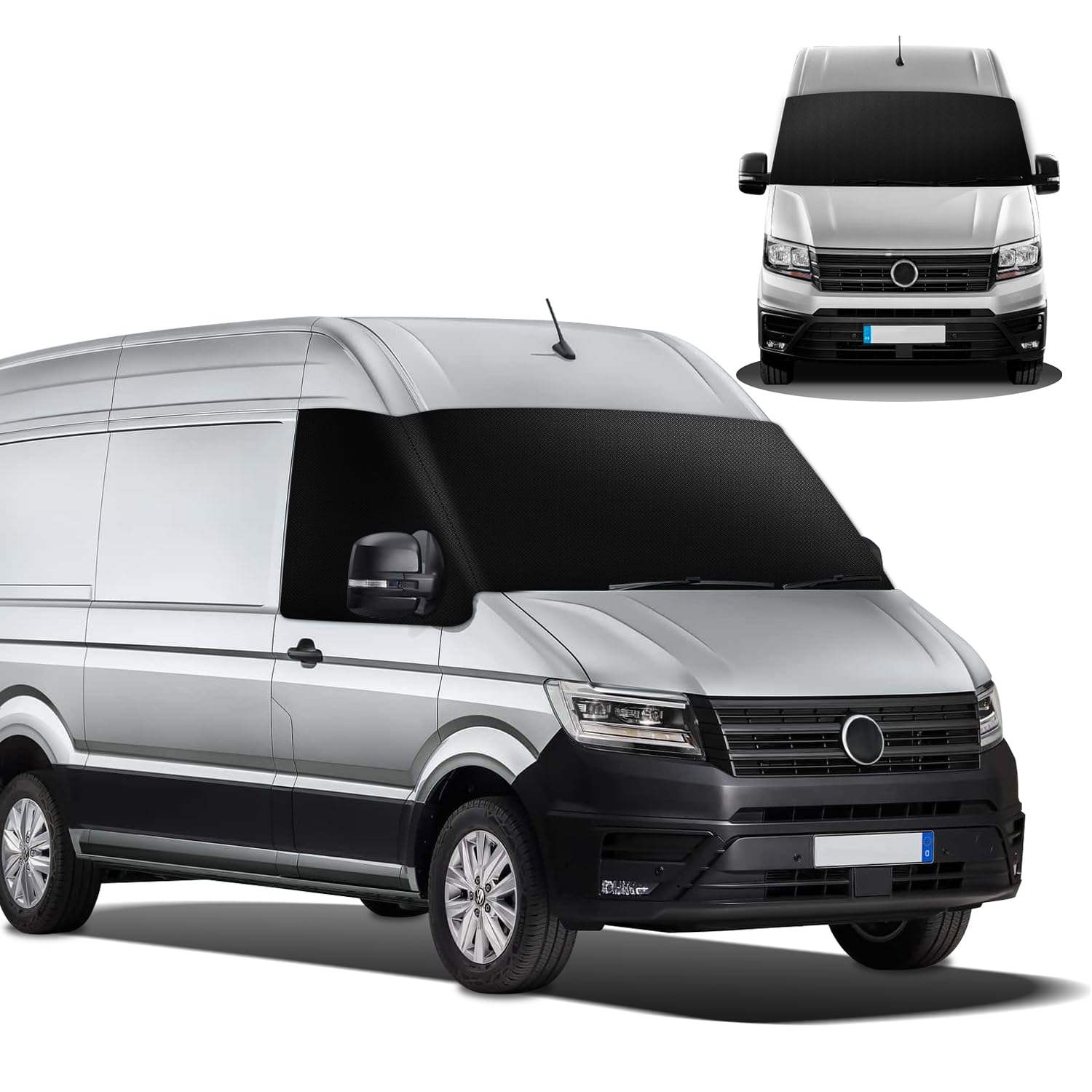 MaxEarn Windschutzscheibenabdeckung für VW Crafter 600D Verdunkelung wasserdichte Auto-Windschutzscheibenabdeckung, Frostschutz, wetterfester Vorhang, Campingabdeckung für VW Crafter 2018-2023 von MaxEarn