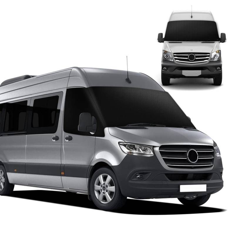 MaxEarn für Mercedes Sprinter 2019-2023 Auto Windschutzscheiben Abdeckung, 600D Wasserdicht Sonnenschutz Frontscheibe Thermomatten, Blackout Anti-UV/Frost/Ice/Staub Wrap Cover für Mercedes Sprinter von MaxEarn