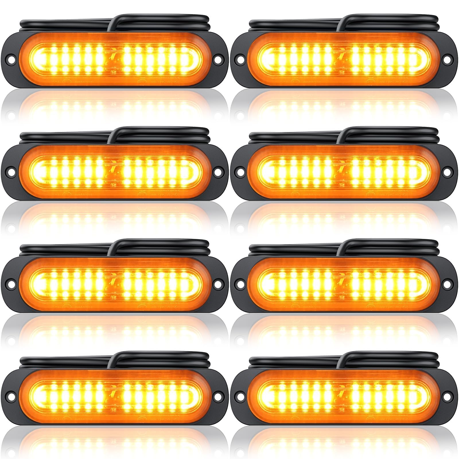 Maxetodo Frontblitzer Orange 8PCS 12 LED Blitzer Warnlicht 12V/24V 18 Blinkmodi Autolicht IP65 Wasserdicht Für LKW ATV SUV Wohnmobil Van von Maxetodo