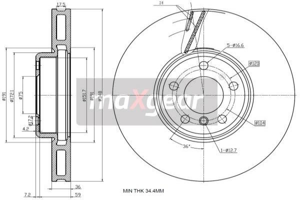 Bremsscheibe Vorderachse Maxgear 19-3234 von Maxgear