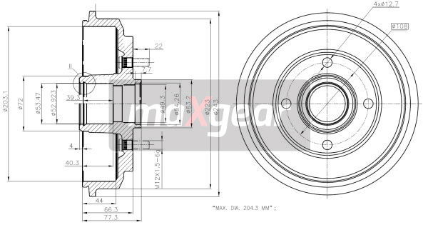 Bremstrommel Hinterachse Maxgear 19-2316 von Maxgear