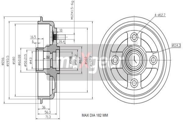 Bremstrommel Hinterachse Maxgear 19-3195 von Maxgear