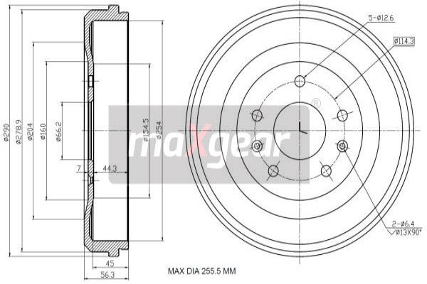 Bremstrommel Hinterachse Maxgear 19-3202 von Maxgear