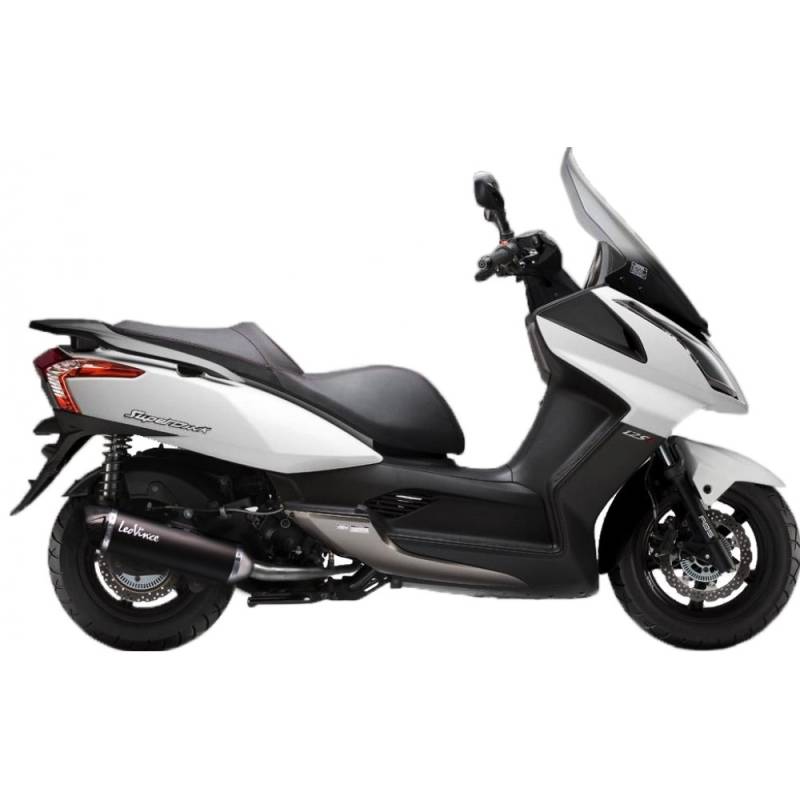 Auspuffanlage LeoVince Komplettanlage SBK NERO, Edelstahl schwarz, Carbon Kappe, mit Zulassung für Kymco Dink Street/Downtown/Superdink 125 von Maxtuned