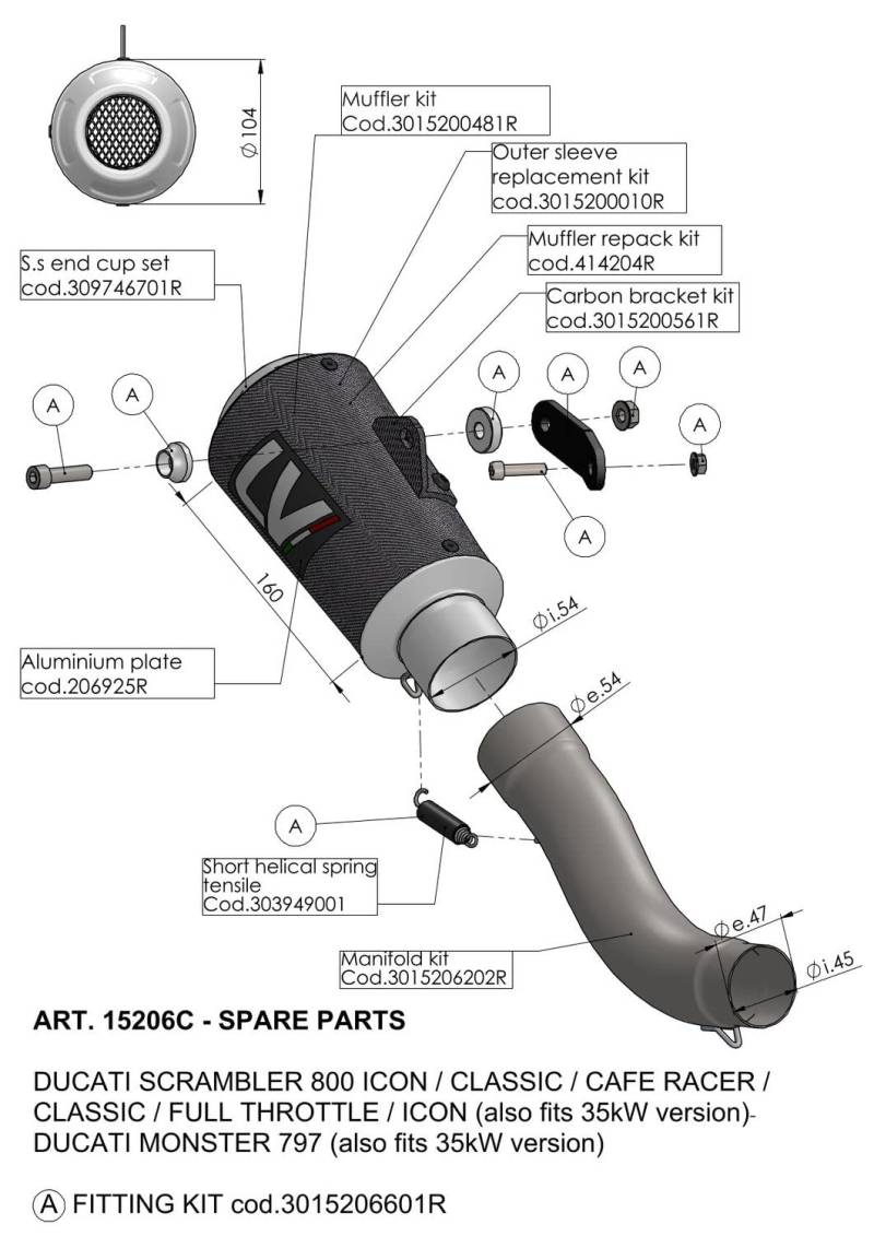 Auspuffhalterung Ersatzteil Set LeoVince Haltesatz Auspuffanlage für Ducati Scambler 800 von Maxtuned