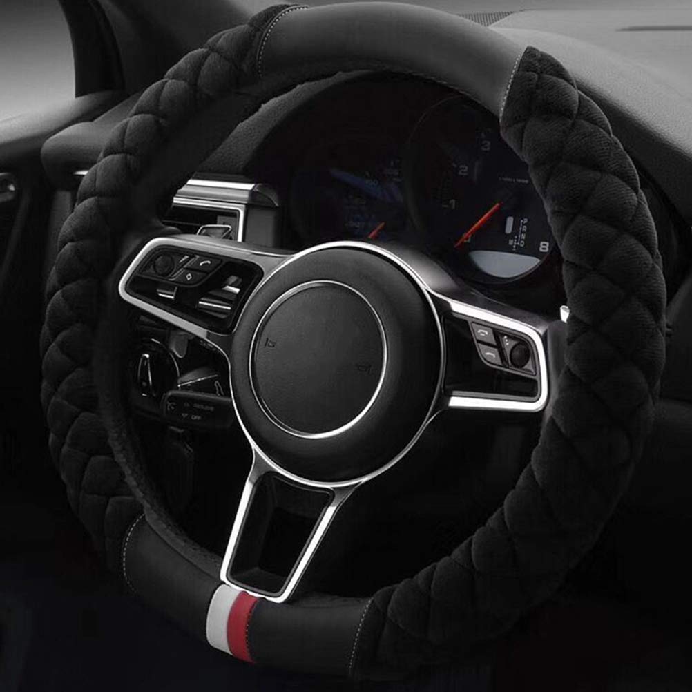 Auto Lenkradbezug Fall Winter Warm gestellten Plüsch weichem Plüsch Waren Auto Protector Universal Fell Rad Auto Interior Accessoires schwarz von Mayco Bell