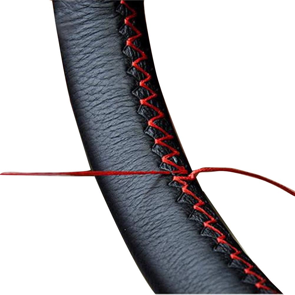 DIY Lenkradbezüge aus weichem Faserleder auf dem Lenkrad des Autos mit Nadel und Faden Innenzubehör Rot von Mayco Bell