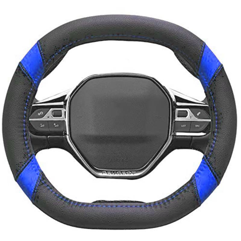 Mayco Bell Lenkradbezug aus Mikrofaser-Leder, passend für Peugeot 3008 4008 5008 2016–2019 508 208 2019 e-208 (schwarz blau) von Mayco Bell