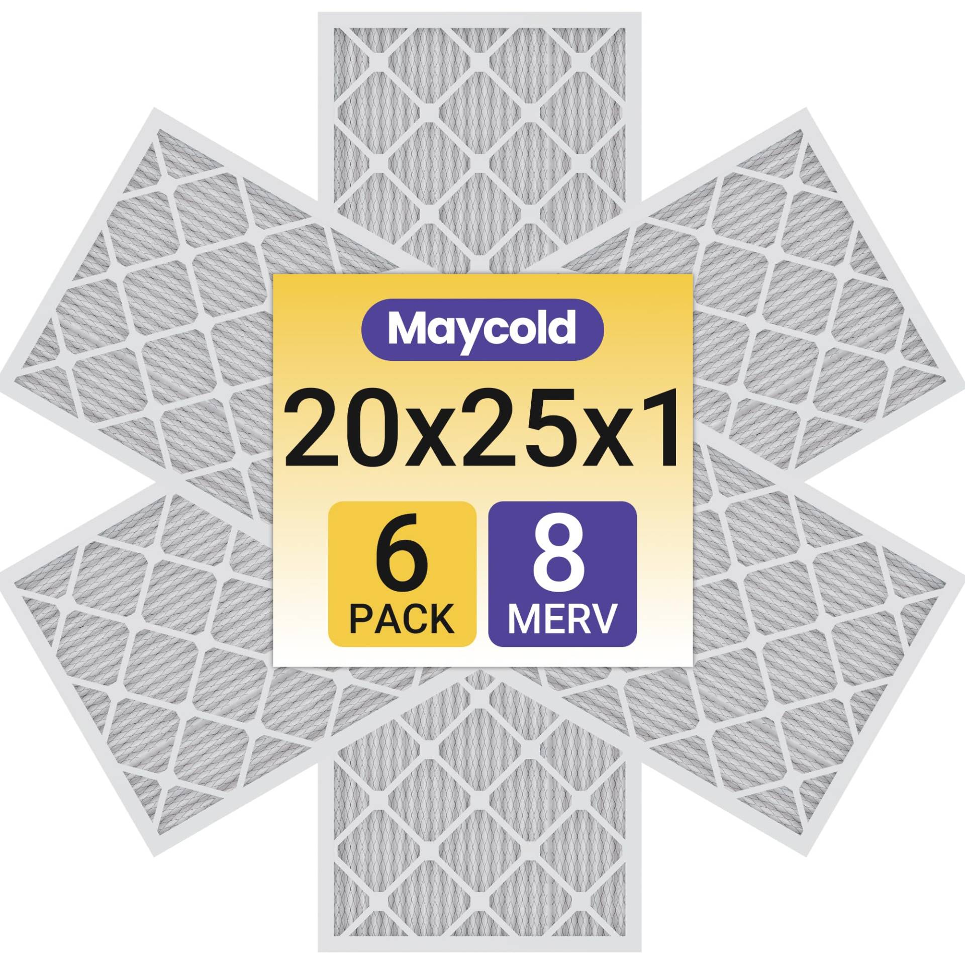 Maycold MERV 8 Luftfilter (6er-Pack), hocheffizienter HVAC- und Ofenersatzfilter, genaue Größe: 50 x 62,7 x 1,9 cm, einzeln verpackt für saubere und bequeme Nutzung von Maycold