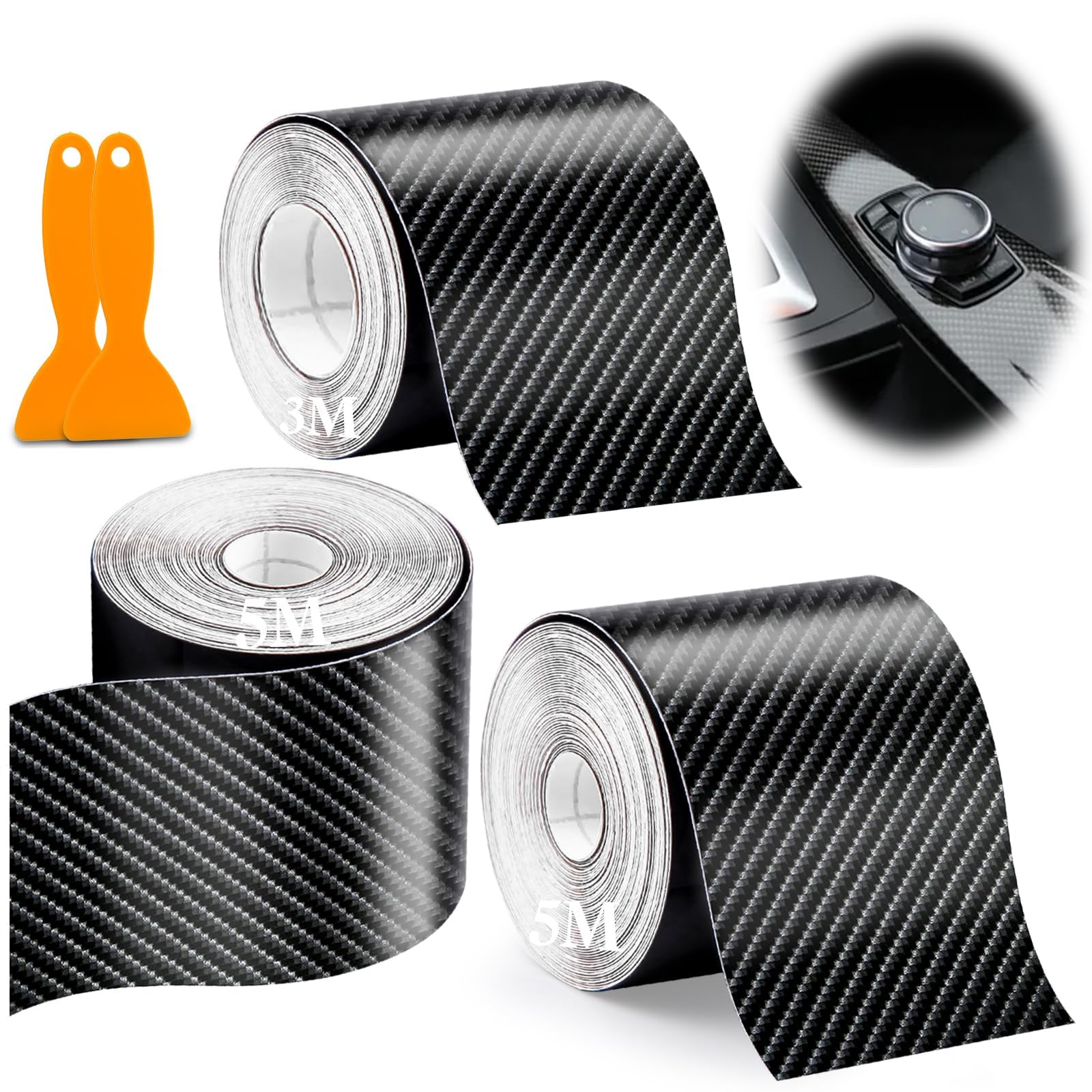 Mbsomnus Carbon Folie 5cmx13m Auto Folie 6D Selbstklebend Autofolie Schwarz Carbon Fiber Folie mit Kunststoffschabern Folie Auto für DIY Lackschutzfolie Auto Folierung Motorrad Fahrräder von Mbsomnus