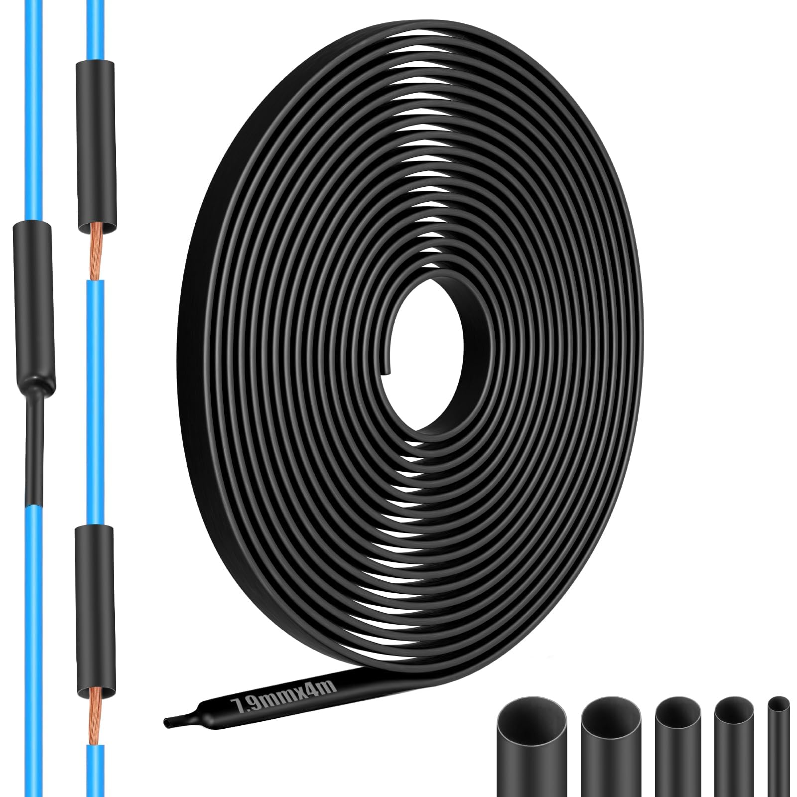 Mbsomnus Schrumpfschlauch 3:1 Schrumpfschlauch Wasserdicht 7,9 mm 4 m Schrumpfschlauch mit Kleber Schrumpfschläuche Isolierung Schwarz Heat Shrink Tube für Kabelisolierun Reparaturen Kabelbündelung von Mbsomnus