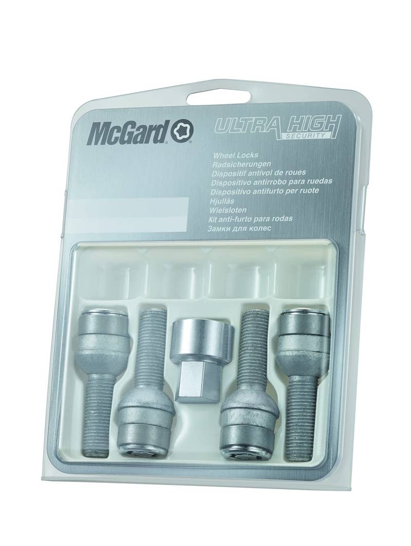 McGard 28.068SL - Satz Radsicherungsschrauben mit drehbaren Ring am Kopf beweglichen Kugelbund R14 M14x1,5 SW17 Gesamtlänge 67,6mm Schaftlänge 37,1mm Chrom von McGard