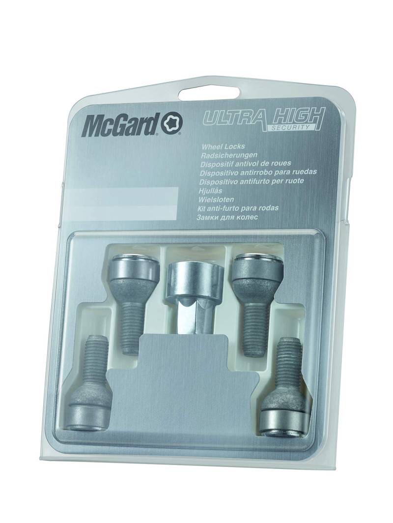 McGard 28.174SL - Satz Radsicherungsschrauben mit drehbaren Ring am Kopf Kugelbund R14 M14x1,5 SW17 Gesamtlänge 46,2mm Schaftlänge 27,0mm Chrom von McGard