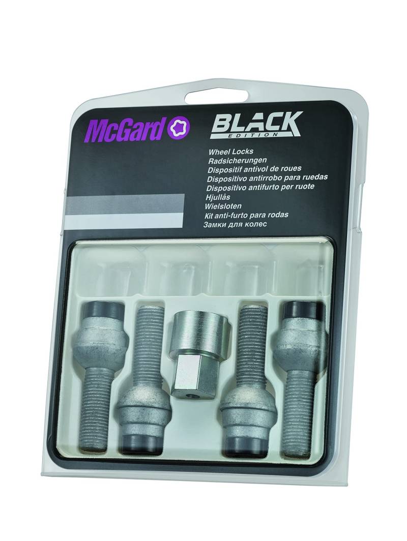 McGard Felgenschloßbolzen M14x1.50 Schwarz - Kugelbund R14 - Länge 28.3mm (17mm Schlüsselweite) von McGard