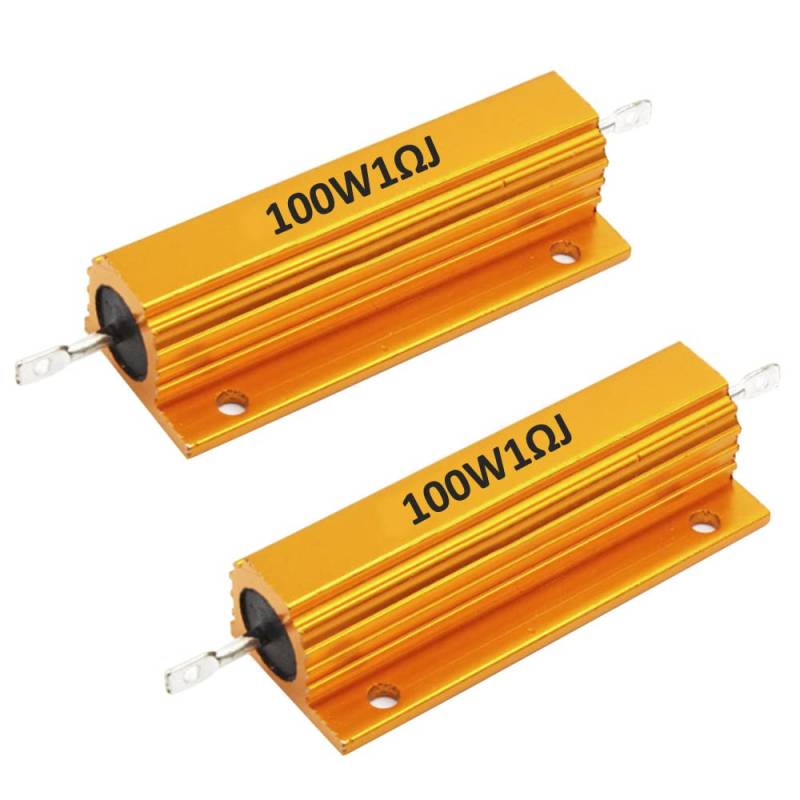 Mdurian 2 X 100W 1 Ohm 5% Aluminiumgehäuse Widerstand Lastwiderstände Gewindebohrer Wirewound Aluminium Gehäuse Drahtwiderstand Gold für Licht Ersatz Konverter von Mdurian