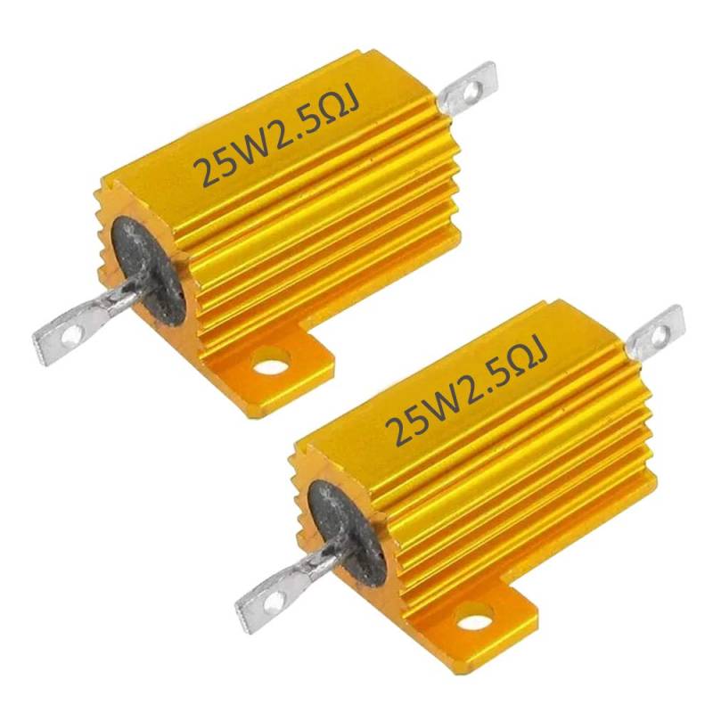 Mdurian 2 X 25W 2.5 Ohm 5% Aluminiumgehäuse Widerstand Lastwiderstände Gewindebohrer Wirewound Aluminium Gehäuse Drahtwiderstand Gold von Mdurian