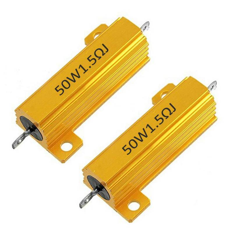 Mdurian 2 X 50W 1.5 Ohm 5% Aluminiumgehäuse Widerstand Lastwiderstände Gewindebohrer Wirewound Aluminium Gehäuse Drahtwiderstand Gold von Mdurian