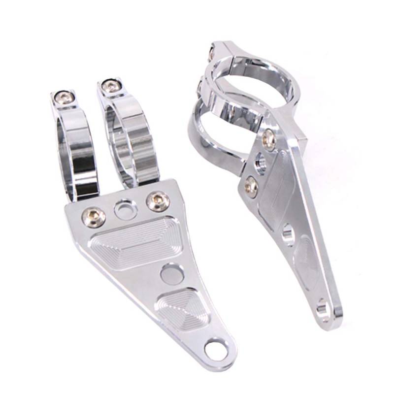 Mdurian Silber 41mm Universal Motorrad Scheinwerferhalter Lampenhalter Gehäuse Gabel Ohren Klemmcliphalter Halterungen CNC Aluminium von Mdurian