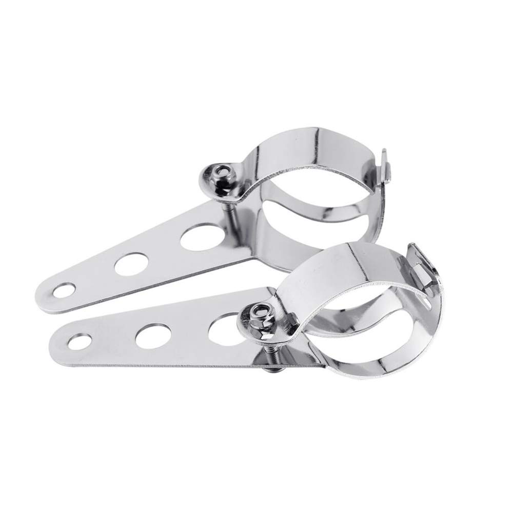 Mdurian Silber Universal Motorrad Scheinwerferhalter Lampenhalter Gehäuse Gabel Ohren 38mm-51mm Klemmcliphalter Halterungen von Mdurian