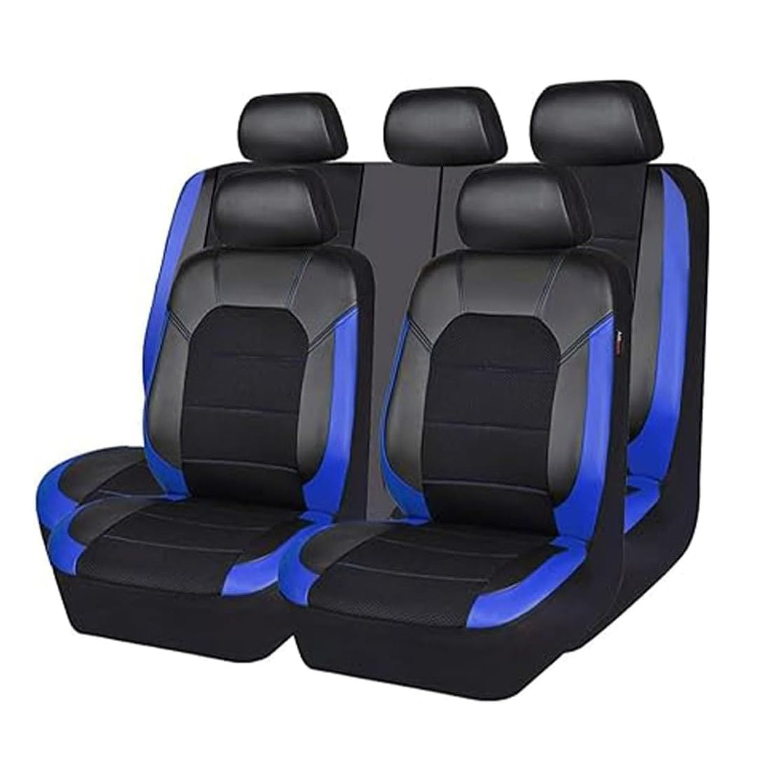 MeKnMoney Auto SitzbezüGe FüR Dacia Lodgy/Lodgy Stepway/Logan/Sandero/Sandero Stepway, Leder Vorne Und Hinten SitzbezüGesets Atmungsaktiv Auto Innenraum ZubehöR,A/Black Blue von MeKnMoney