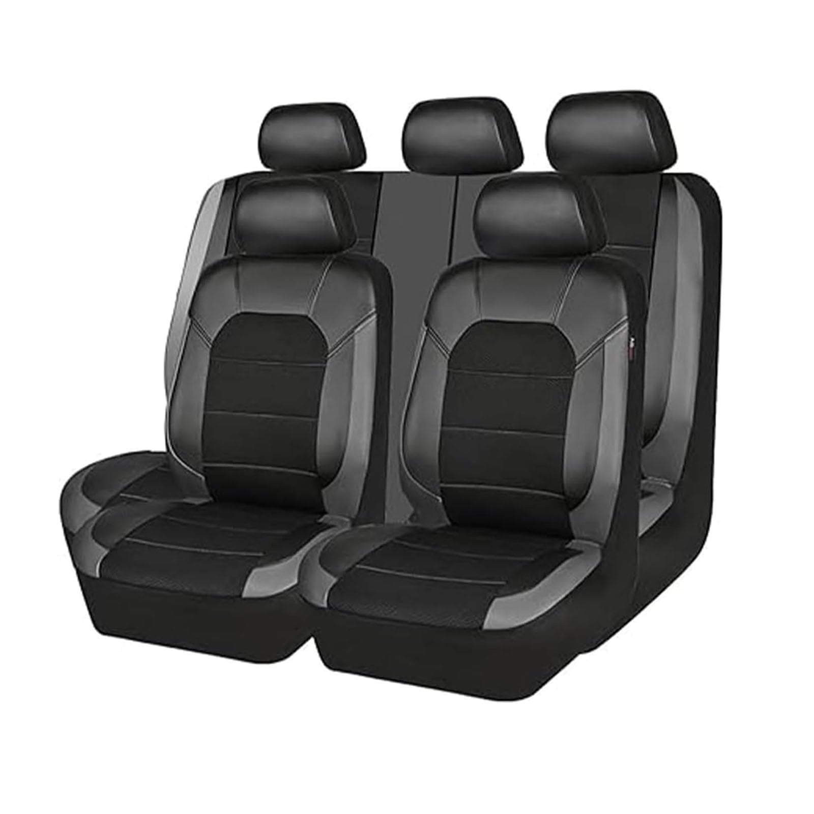 MeKnMoney Auto SitzbezüGe FüR FIAT Panda 4×4 / Panda Van/Panda Sport/Panda 100HP, Leder Vorne Und Hinten SitzbezüGesets Atmungsaktiv Auto Innenraum ZubehöR,B/Black Gray von MeKnMoney