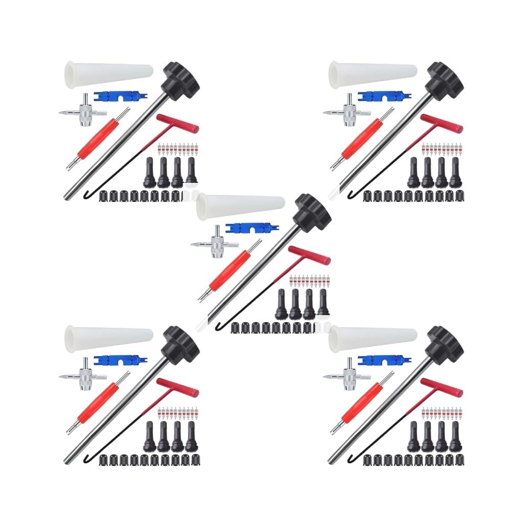 5-teiliges Schnellwechsel-Reifenventil-Werkzeug-Set, Reifenventilschaft, Ventilschaft, Reifenventil, Schaftkern, schnelles Ersatzwerkzeug-Set, 30-teilig von Mealoodiousmusea