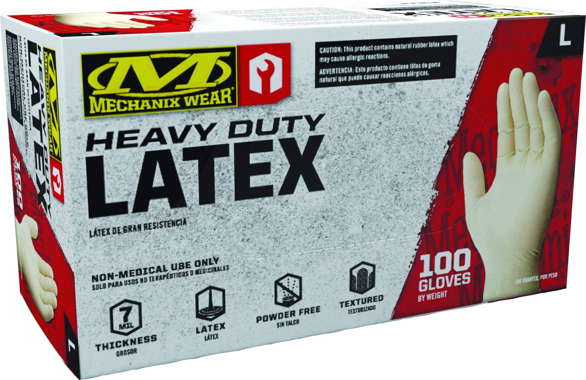 Mechanix Wear D04-00-010- Latexhandschuhe 100 Stück Box (L, Weiß) Einweghandschuhe, Einmalhandschuhe, Untersuchungshandschuhe, Latex Handschuhe, puderfrei, unsteril, disposible Handschuhe von Mechanix Wear