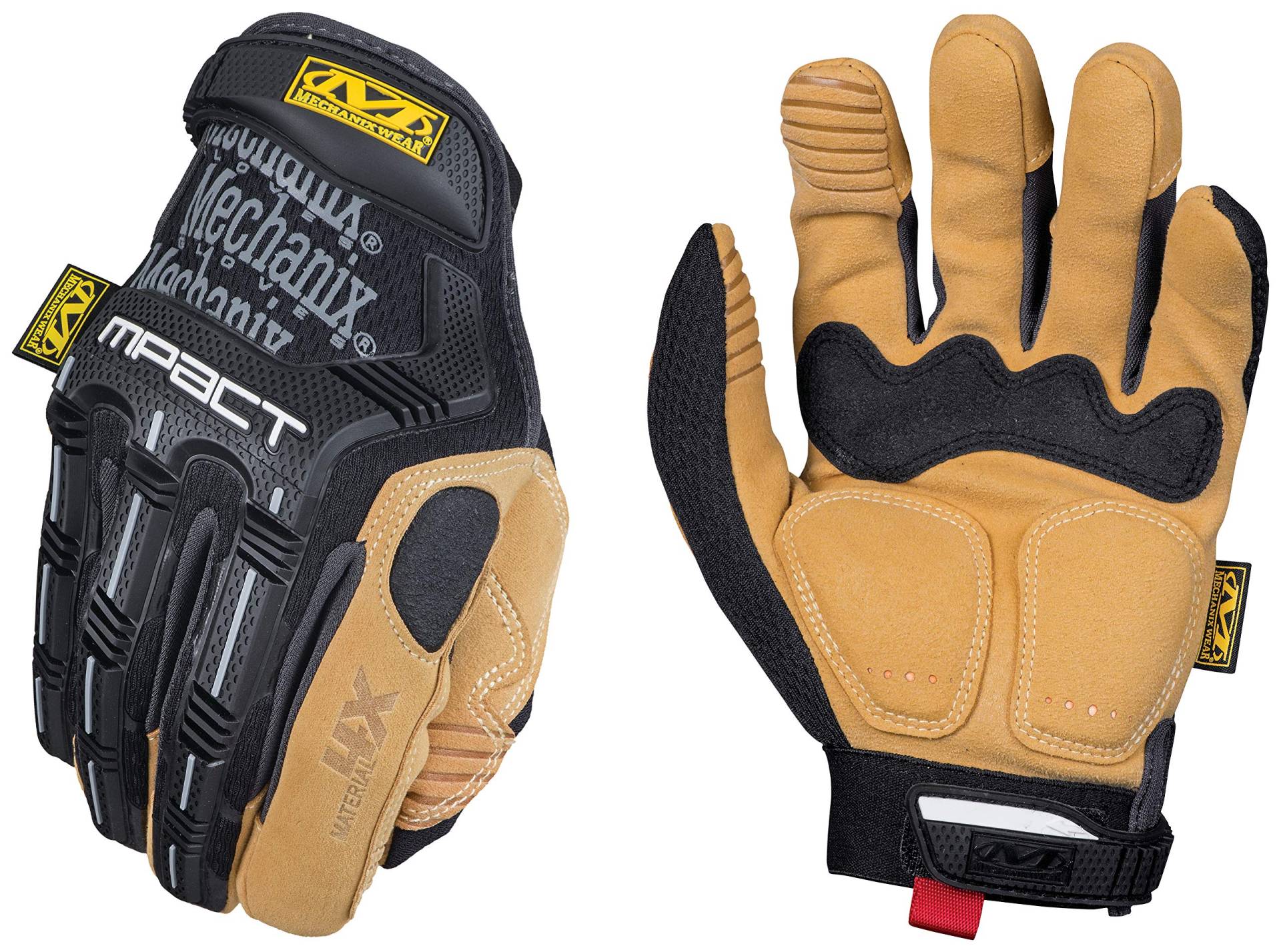 Mechanix Wear: Material4X M-Pact Arbeitshandschuhe aus Kunstleder – Aufprallschutz, absorbiert Vibrationen, Abriebfest (Medium, Braun/Schwarz) von Mechanix Wear