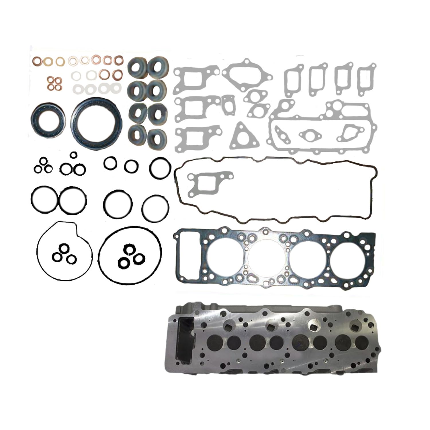 Meckparts Zylinderkopf und kompletter Dichtungssatz PYR00778 kompatibel mit Mitsubishi Motor S3L S3L2 Kompatibel mit Peljob Bagger EB250 EB300 EB25.4 EB30.4 EB306 von Meckparts