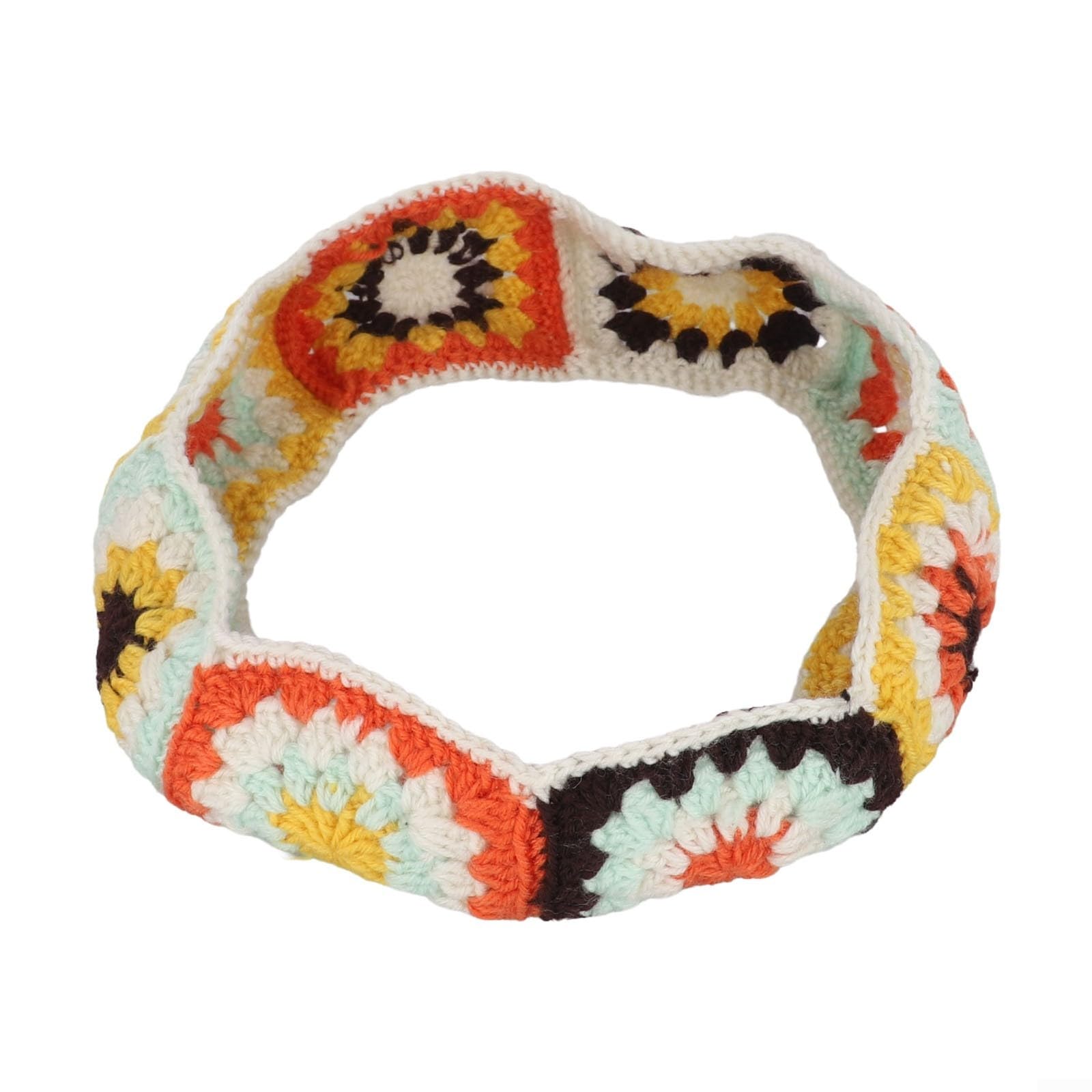 Niedliche gehäkelte Sonnenblumen-Lenkradabdeckung, Vintage-Boho-Auto-Innenzubehör, Dekoration für 35,6-38,1 cm Lenkrad von MeevrgR