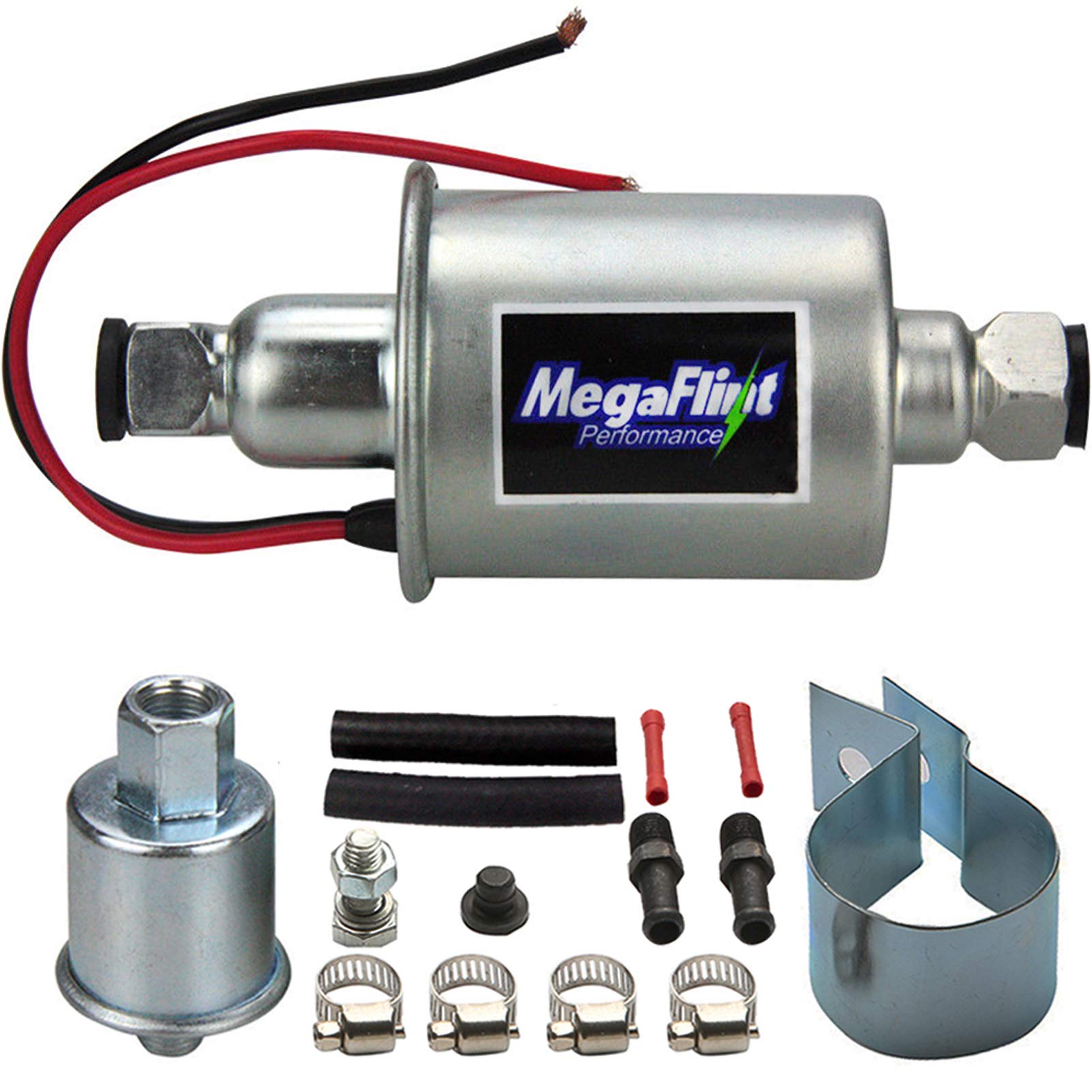 Megaflint Inline-Kraftstoffpumpe, 12 V, universelle elektrische Kraftstoffpumpe, Niederdruck, 5-9 PSI für Gas Diesel E8012S HEP-02A von Megaflint