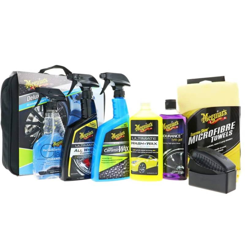 Meguiar's Deluxe Car Care Kit V2 - Autopflege-Geschenke Für Männer | Ultimate Wash & Wax, Hybrid-Keramik-Sprühwachs, Perfect Clarity Glasreiniger, Endurance Reifengel & Mehr von Meguiar's