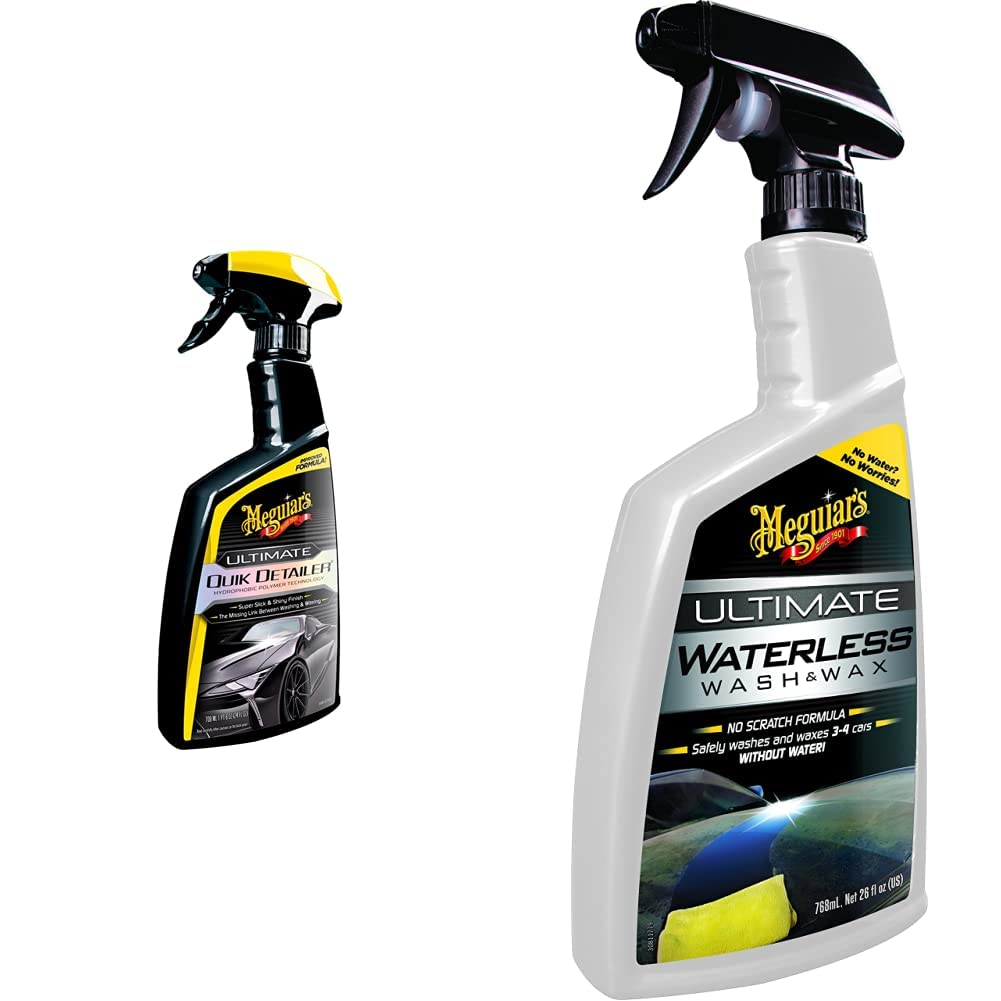 Meguiar's G201024EU Ultimate Quik Detailer Lackschnellreiniger, 709ml & G3626EU Ultimate Wash & Wax Anywhere Trockenwäsche, 769ml von Meguiar's