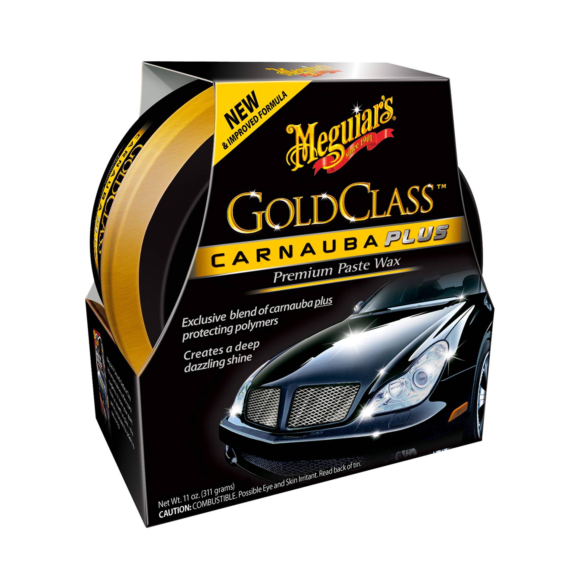 Meguiar's Gold Class Carnauba Plus Premium Paste Wax 311g – Langanhaltende Carnauba-Polymer-Mischung für tiefen Glanz und reflektierende Oberfläche, sicher für Klarlack und glänzende Lackierungen von Meguiar's