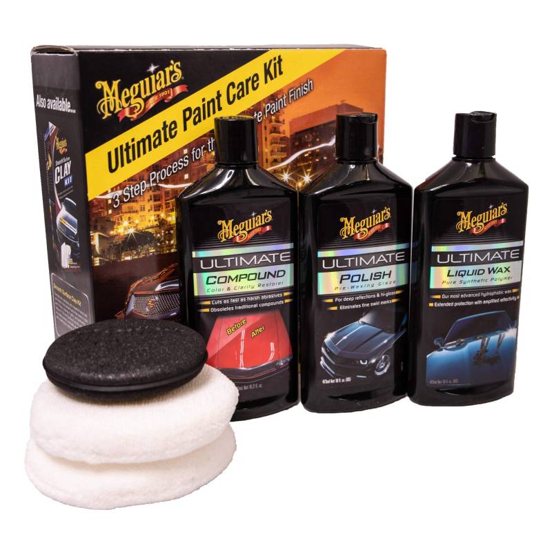 Meguiar's Ultimate Paint Care Kit - Geschenke Für Väter - 3-Stufen-Set Mit Politur, Wachs & Compound Inkl. Applikatoren & Mikrofasertuch von Meguiar's